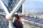 The worlds first wind turbine blades on a building has been installed on Bahrain World Trade Center.