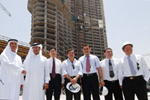 Burj Dubai takes on a shimmering glass facade with installation of curtain wall glass panels.