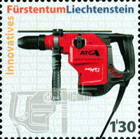 Postage stamp featuring Hilti combihammer now available in Liechtenstein.