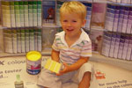 Children mix their own paints just for mother - colours include Pamela Pink, Mums Mix and Valentines Day Violet.