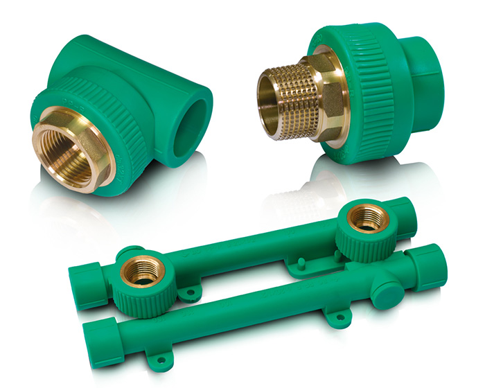 PPR fusion fittings with brass alloy inserts