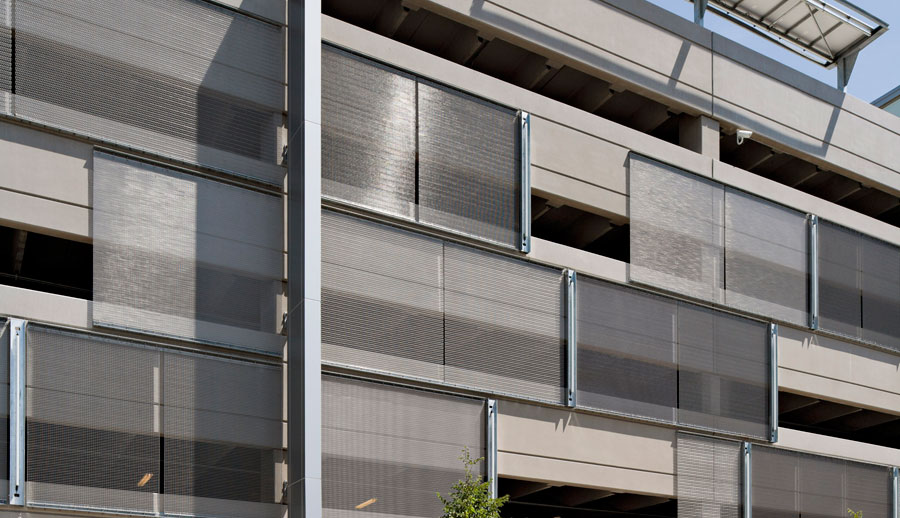 Cambridge Architectural Creates Modern Patchwork of Metal Fabric to Adorn Elite US Hospital Parking Garage.