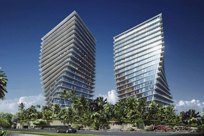 Hyper-modernist: The Grove at Grand Bay towers, designed by the Bjarke Ingels Group (BIG) architects, rest on a foundation treated with PENETRON crystalline technology.