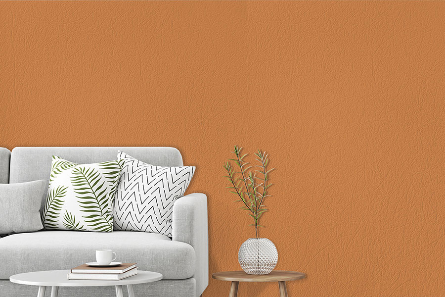 Rumba Orange found in the new Color Theory Collection from DuPont Tedlar Wallcoverings.