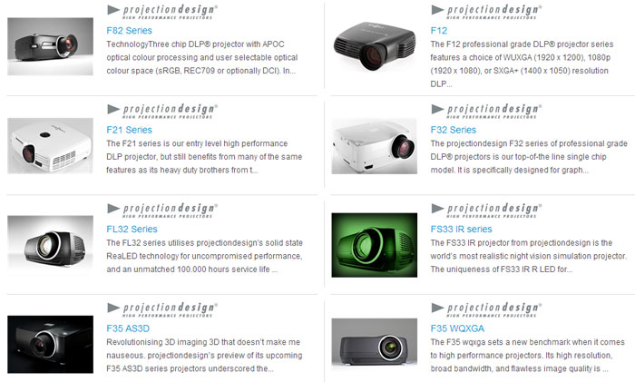 High performance projector manufacturer with all their products as BIM objects