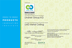 Lindner Metal Ceilings are Cradle to Cradle Certified