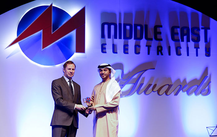 HE Abdulla Saif Al Nuaimi, Advisor, ADWEA receiving his award for Power Personality of the Year.
