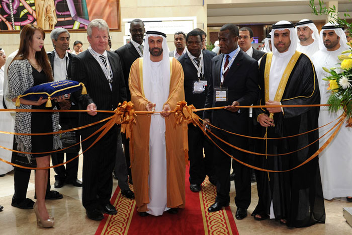 Opening of biggest ever ‘Dubai WoodShow’ (From left to right) - Franz Butterfing, President of Eumabois; Eng. Essa Al Haj Al Maidour, President of the Society of Engineers - UAE; H.E. Ngole Philip Ngwese, Minister of Forestry and Wildlife for Cameroon; Dawood Al Shezawi, Chairman, Dubai WoodShow Organising Committee.