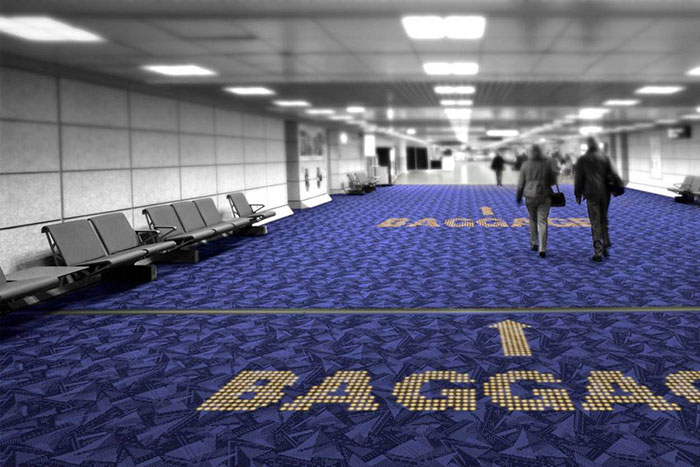 Airport example of LED light emitting carpets.