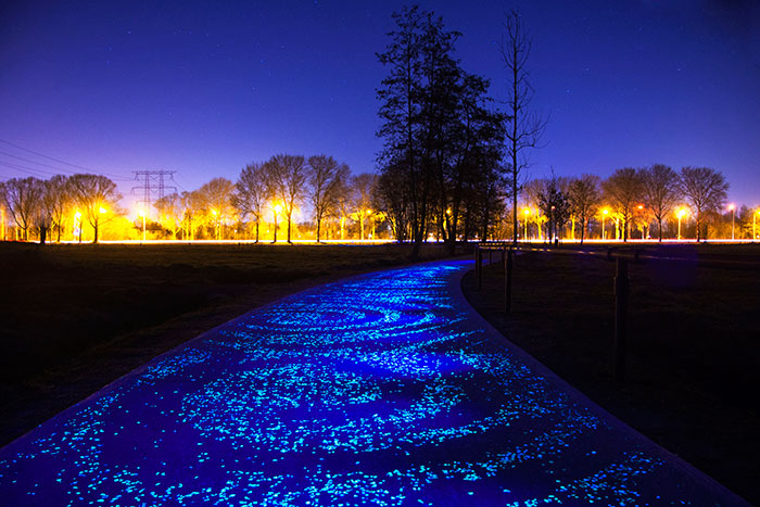 Unique sustainable glow-in-the-dark paving