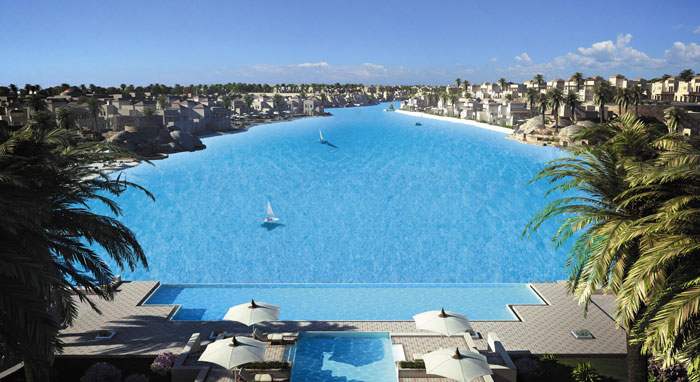 The 2.7 hectare Crystal Lagoon, under development by Radamis for Hotels & Touristic Resorts in Sharm El Sheikh, Egypt.