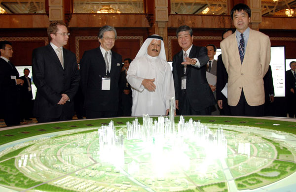 HE Dr Muhammad Saeed Al Kindi, the UAE Minister of Environment and Water at a model of the Cool City.