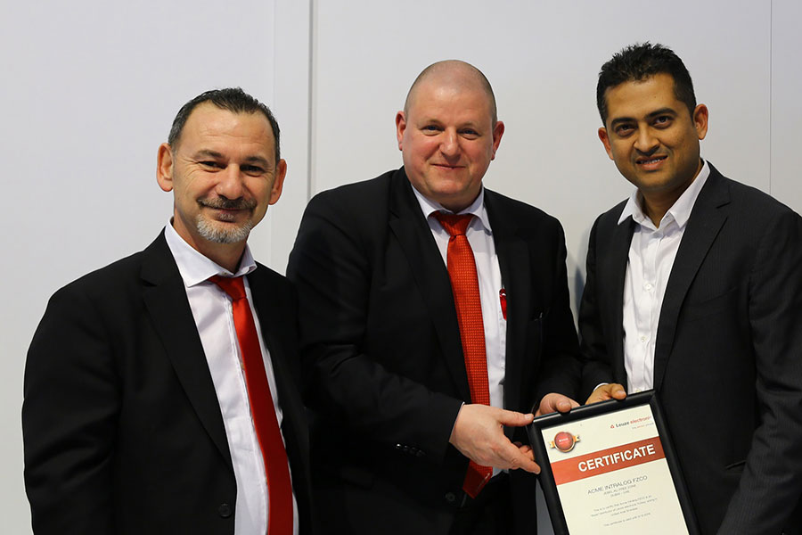 Navin Narayan, CEO, ACME (Right) | Matthias Hoehl, Vice President Sales  Asia, Leuze (Centre) | Tolga, Managing Director, Leuze Turkey and MENA Region (Left)