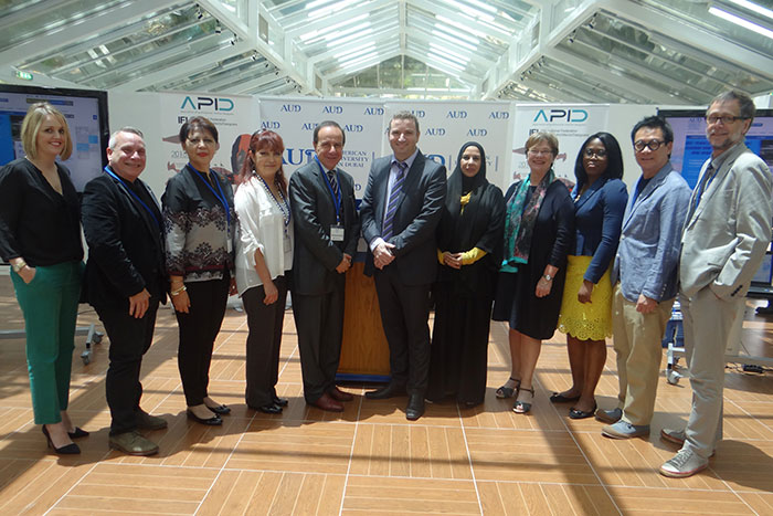 APID President and director hosts IFI Executive - Board Renae Hewitt (APID Director), Roberto Lucena, Lilia de Jesus, Lucy Topete, Sebastioano Renari (IFI President), Dr Albert Fakhoury (IFI board member for UAE), Mrs Farida Kamber Al Awadhi (APID President), Iris Dunbar, Titi Ogufere, Steve Leung, Trevor Kruze