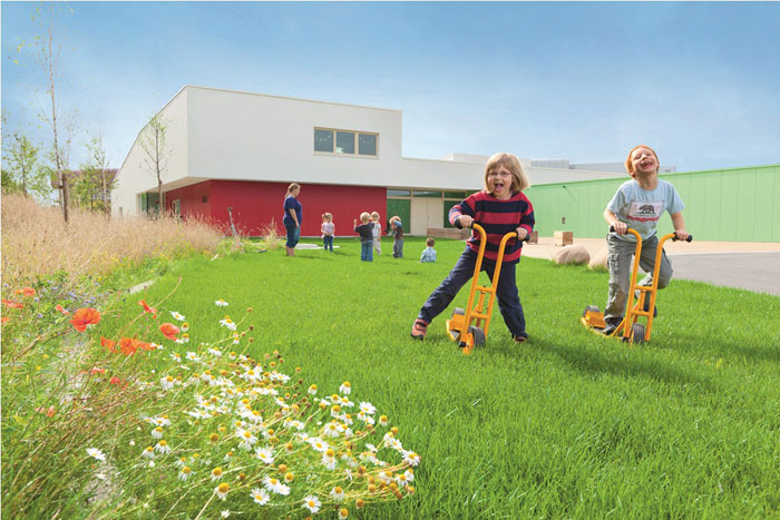 The Bayer CropScience company kindergarten in Monheim, Germany is an energy-efficient building with materials from Bayer MaterialScience.