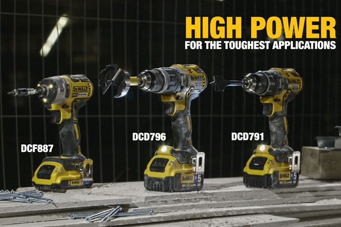 DEWALT extends the XR R 18V Brushless drill and impact range with three new models