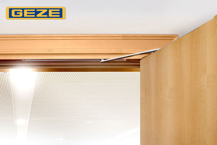 Elegant solution: Concealed in the door frame, the automatic swing door drive ECturn Inside from GEZE opens doors conveniently and safely.