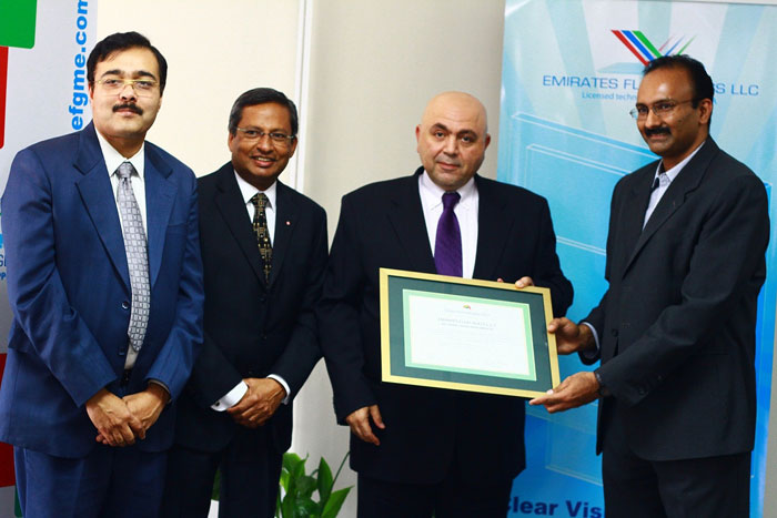 Members of Green Technologies awarding LEED Certification to Emirates Float Glass.