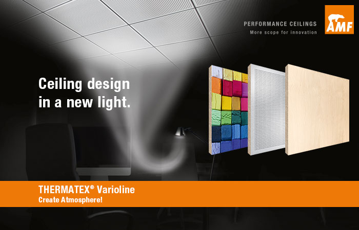 Experience new spaces - with ceilings in metal and wood-look: THERMATEX Varioline