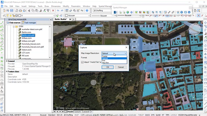 Geo-referencing captured map images from BricsCAD drawings