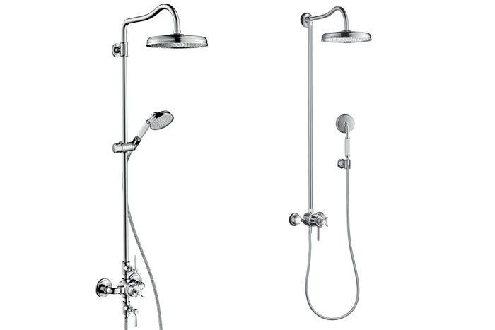Showerpipe with thermostatic mixer and 1jet overhead shower
