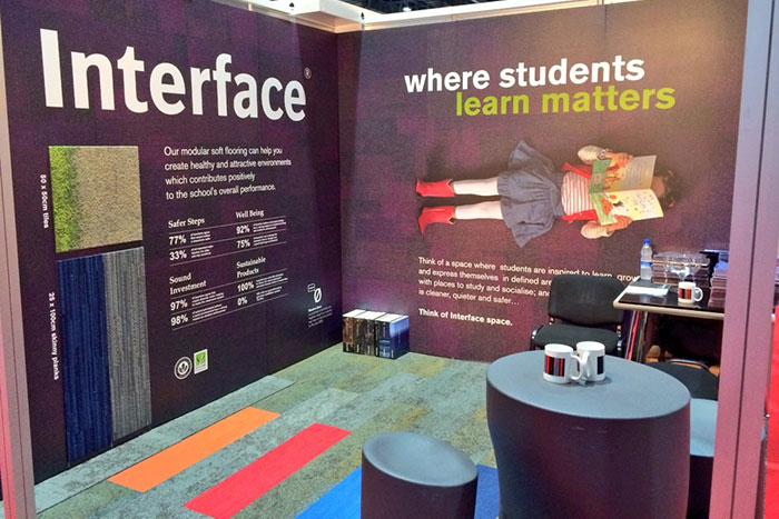 Interface showcases its modular soft flooring range designed for the education market at the GESS 2014 exhibition which closes today at the Dubai World Trade Centre.