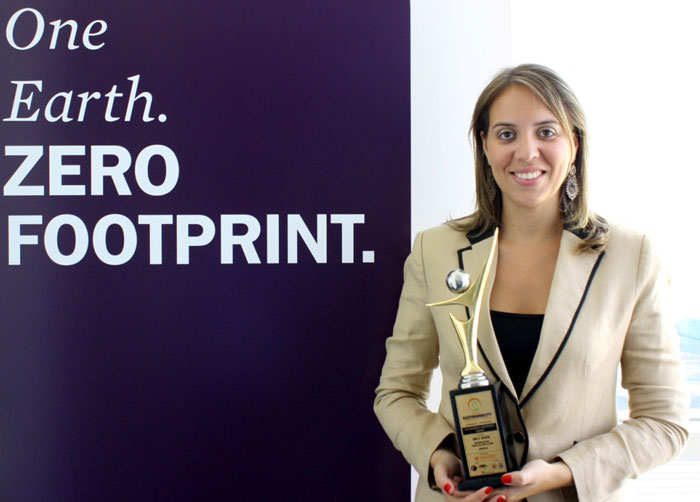 Ana Seixas, LEED AP, Sustainability Ambassador for Interface with her Asian Sustainability Leadership Award.