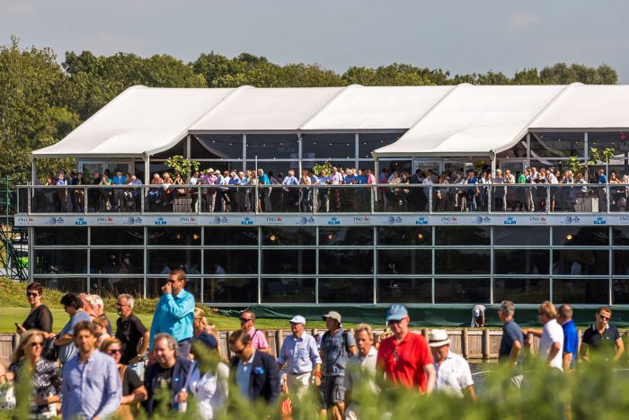 For the KLM Open, one of the oldest golf tournaments on the European Tour, De Boer built a large double deck hospitality pavilion for the guests of the main sponsors, in order to provide them with the best view on the 18th hole.