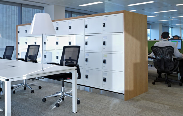 An open plan office designed by Pringle Brandon, maximizing all available space.