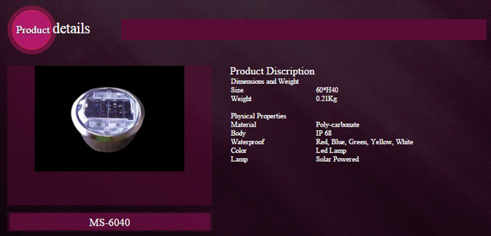 Solar LED Emitting Tiles (MS-6040)