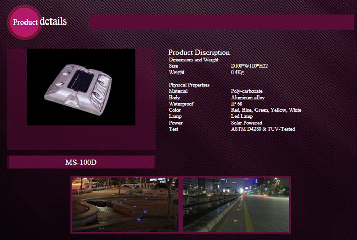 Solar LED Road Studs (MS-100DS)