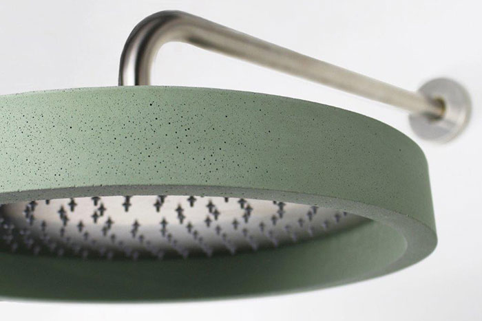 Ritmonio shower head covers in coloured concrete