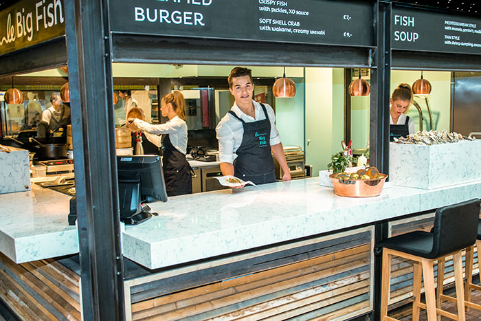 Silestone features trendsetting applications for Le Big Fish, Foodhallen Amsterdam - West