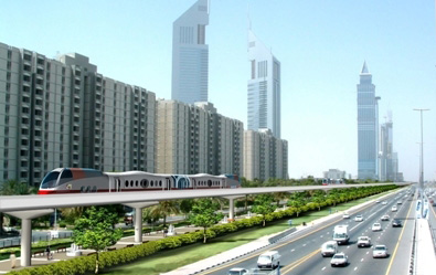 The launching girder for the elevated section of the Dubai Metro ...
